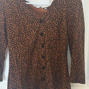 Boden Black and Brown Animal Print Blouse